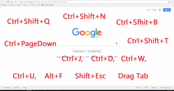 Shortcut Key Browser Chrome